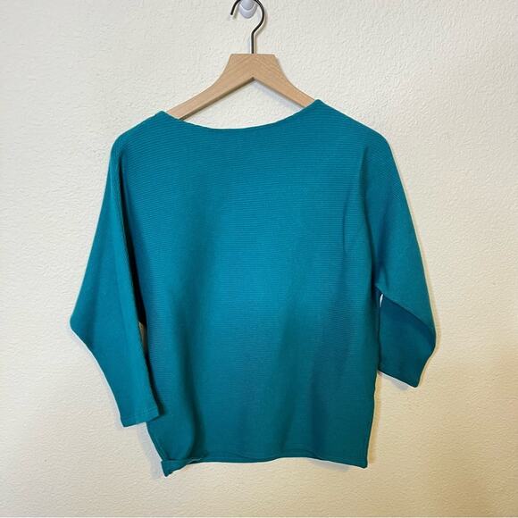 R Label The Reset Sweater Ribbed Pullover Dolman Sleeve Teal Womens Size XS - Picture 4 of 6